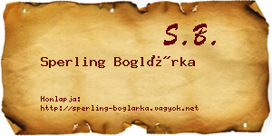 Sperling Boglárka névjegykártya